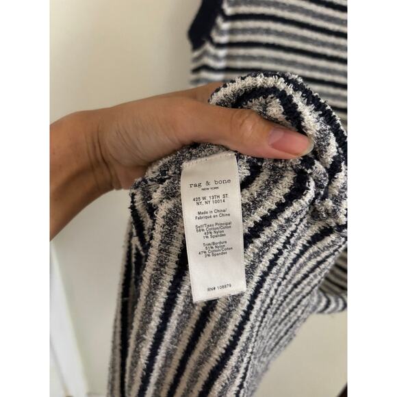 Rag & Bone Dress Women's Small Lindsey Terry Cloth Stripes Navy White Sleeveless - Picture 5 of 6